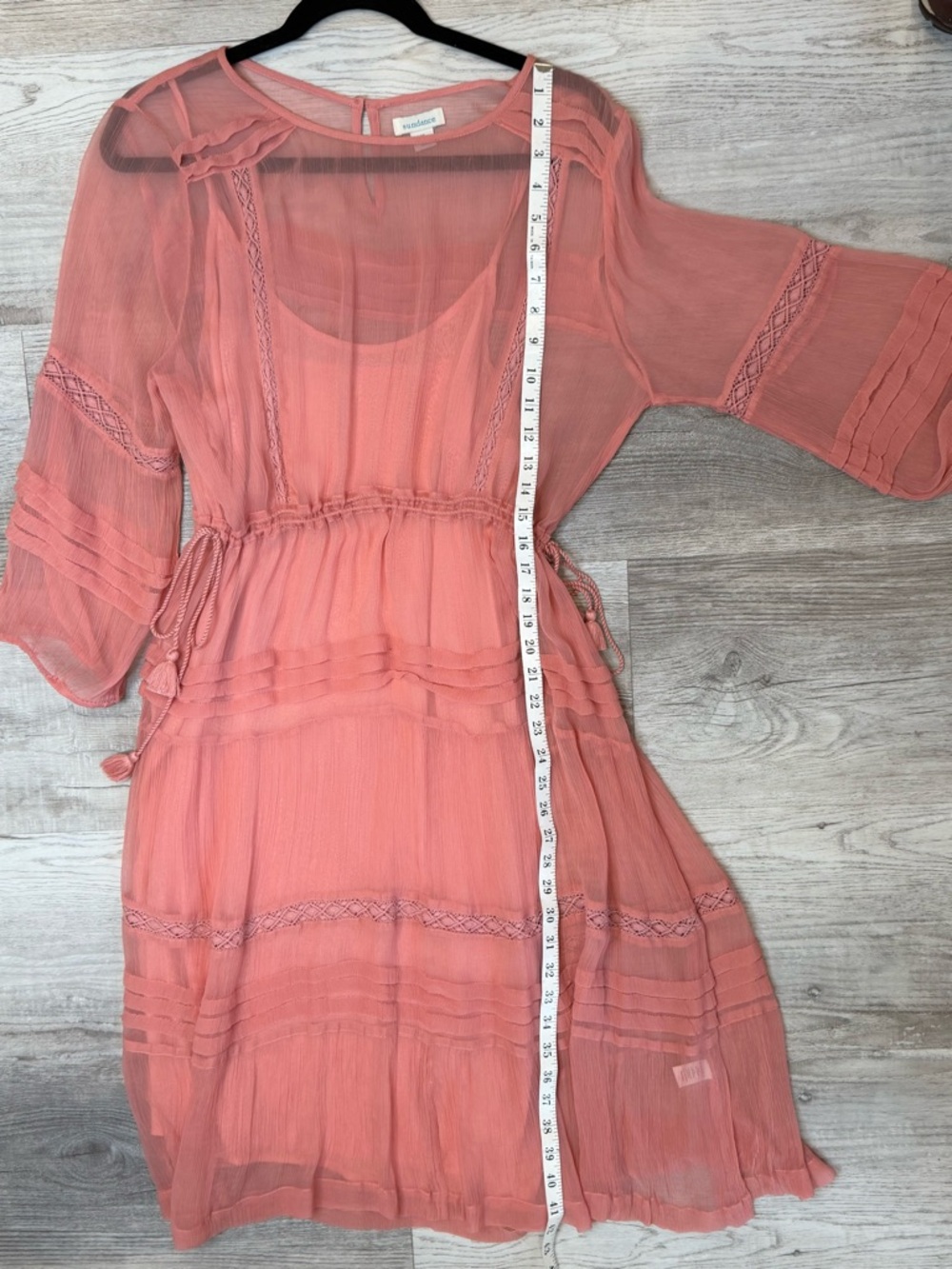 Sundance Rosalie Tucked & Tiered Crepe Coral Women’s size M Cottagecore - Picture 13 of 14
